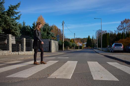Close view of comfortable walking posture on a city sidewalk
