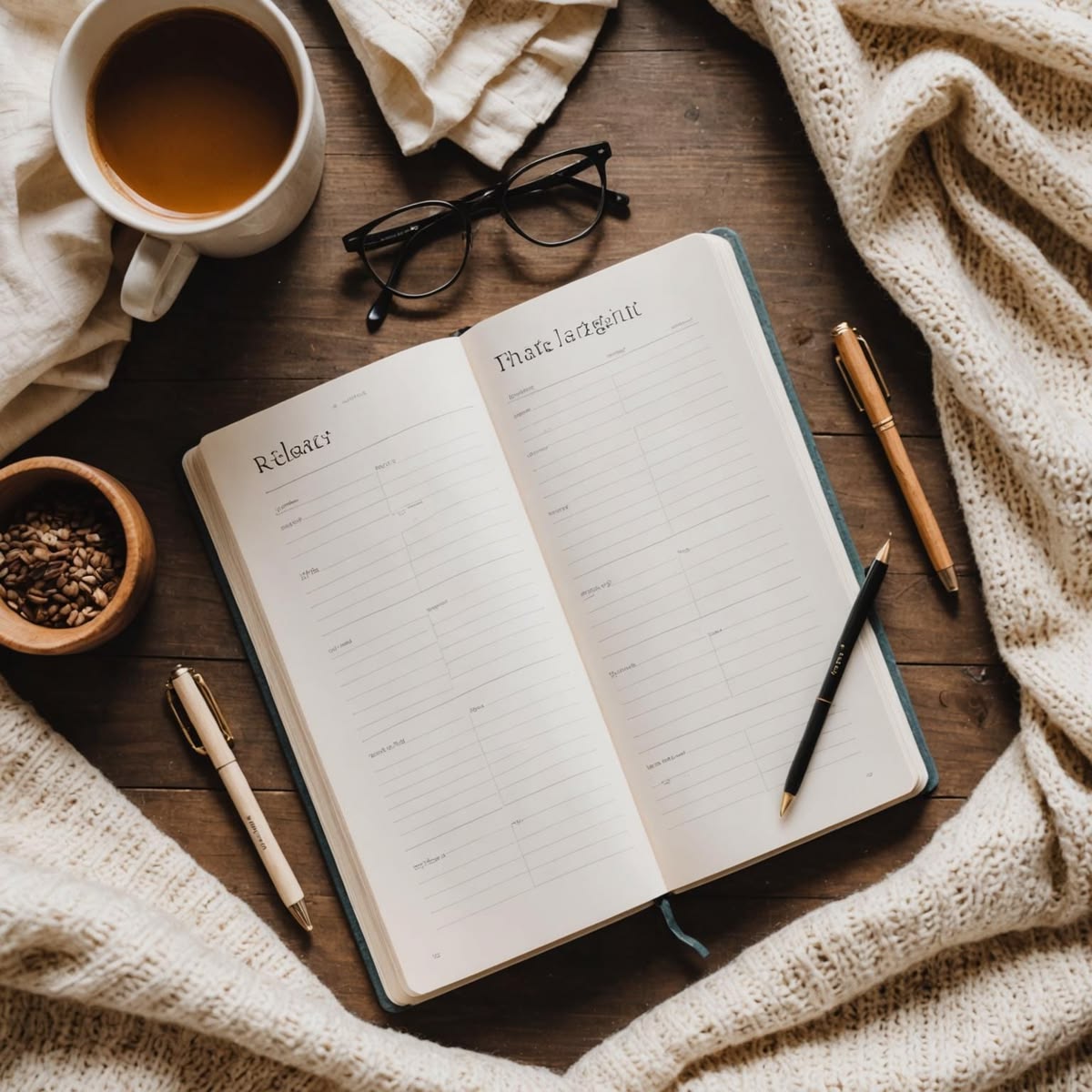 Open notebook with walking log entries beside a pen on a wooden desk